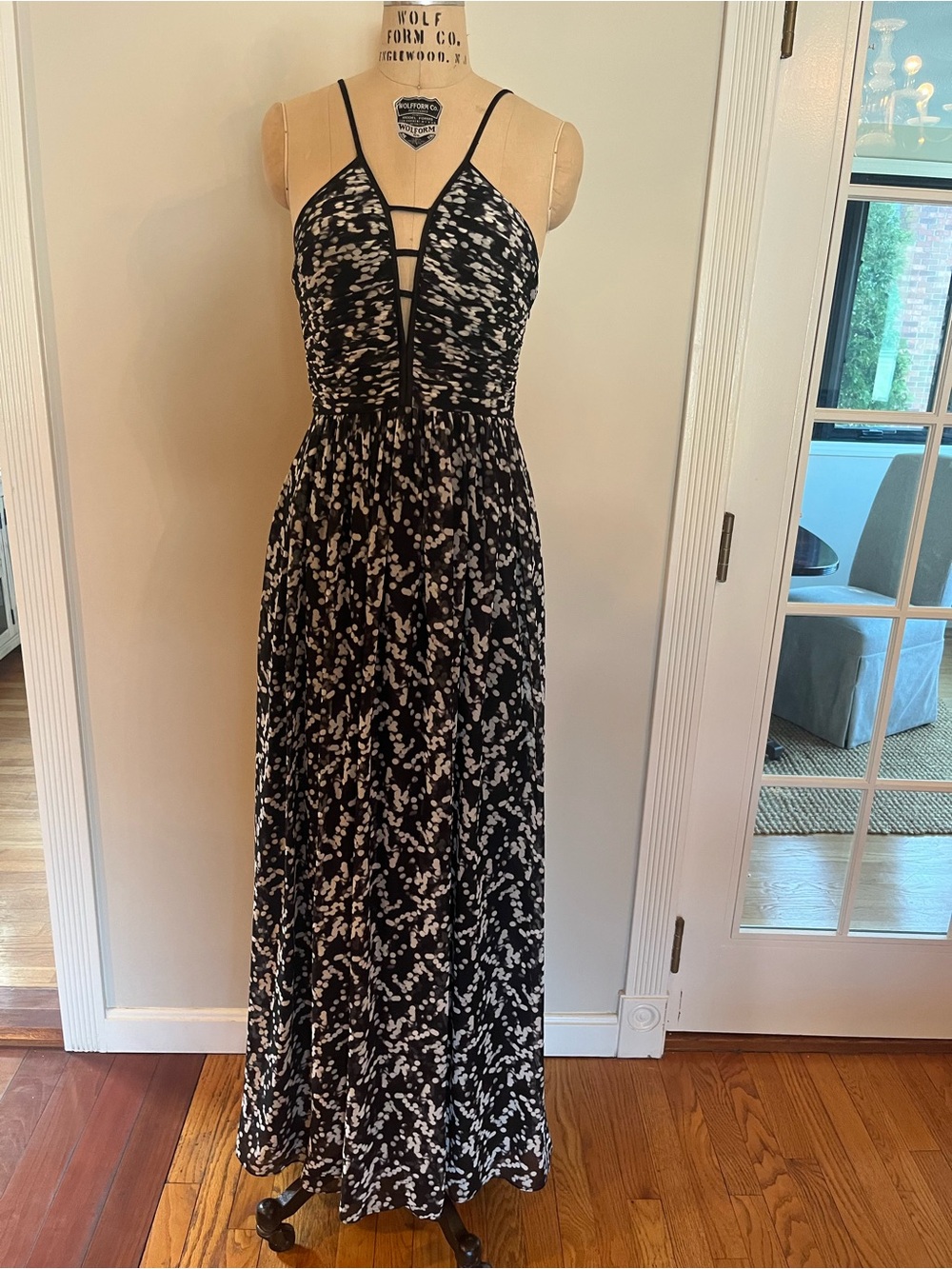 Black and White Adrianna Papell Strappy Maxi Dress